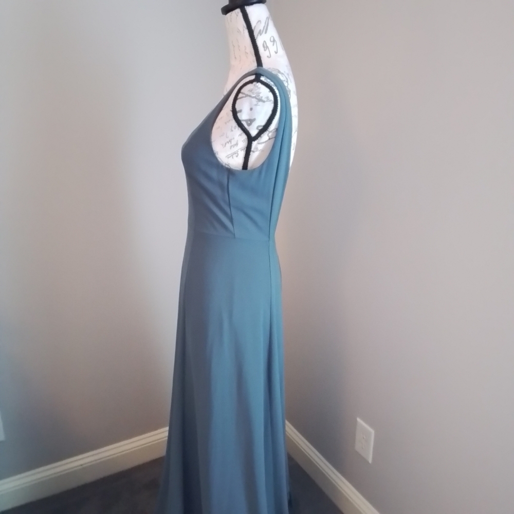 Show Me Your MuMu Jenn Maxi Dress in Slate Blue Chiffon - S - Picture 7 of 12